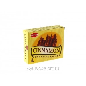 Ароматическое Благовоние Конус "Корица"  (Cinnamon Incense Cones) с Подставкой HEM